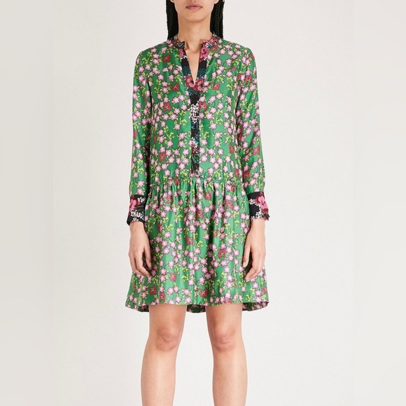SANDRO GREEN SILK DRESS - Picture 1 of 6